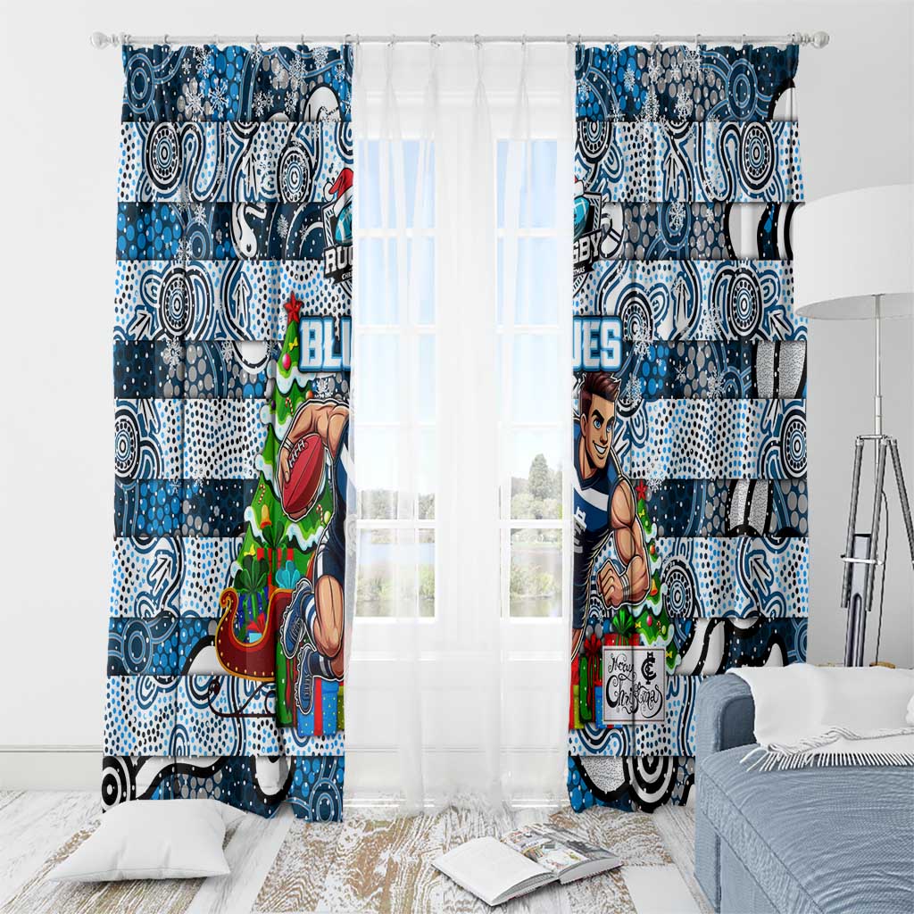 Blues Football Merry Christmas Window Curtain Indigenous Australian Art
