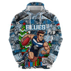 Custom Blues Rugby Merry Christmas Zip Hoodie Indigenous Australian Art
