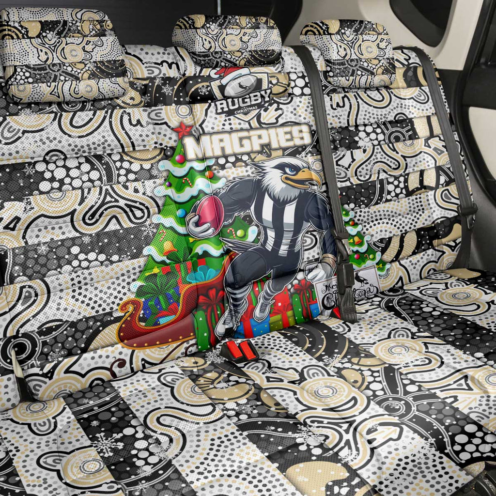 Magpies Football Merry Christmas Back Car Seat Cover Indigenous Australian Art