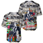 Custom Magpies Rugby Merry Christmas Baseball Jersey Indigenous Australian Art