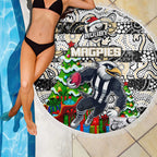 Magpies Football Merry Christmas Beach Blanket Indigenous Australian Art