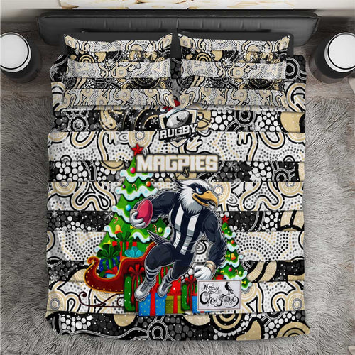 Magpies Football Merry Christmas Bedding Set Indigenous Australian Art