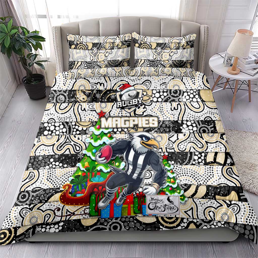 Magpies Football Merry Christmas Bedding Set Indigenous Australian Art
