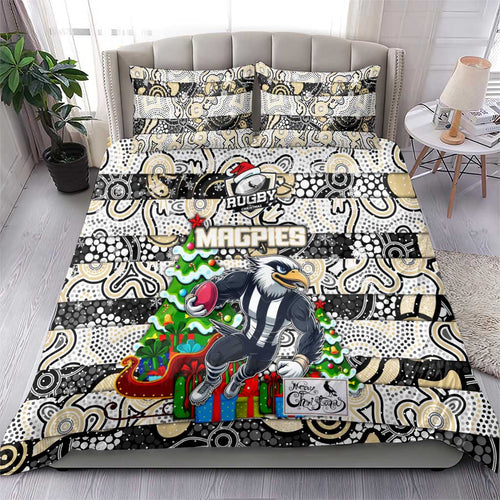Magpies Football Merry Christmas Bedding Set Indigenous Australian Art