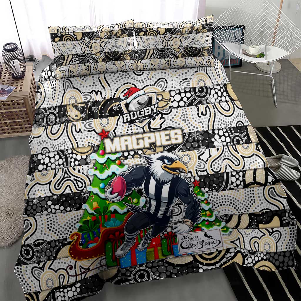 Magpies Football Merry Christmas Bedding Set Indigenous Australian Art