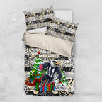 Magpies Football Merry Christmas Bedding Set Indigenous Australian Art