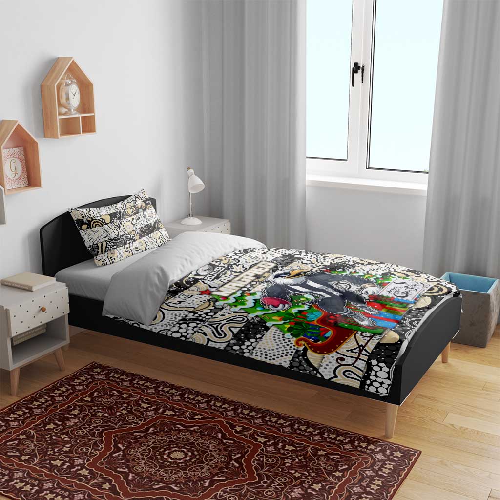 Magpies Football Merry Christmas Bedding Set Indigenous Australian Art