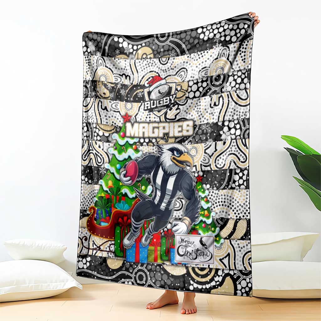 Magpies Football Merry Christmas Blanket Indigenous Australian Art