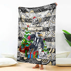 Magpies Football Merry Christmas Blanket Indigenous Australian Art