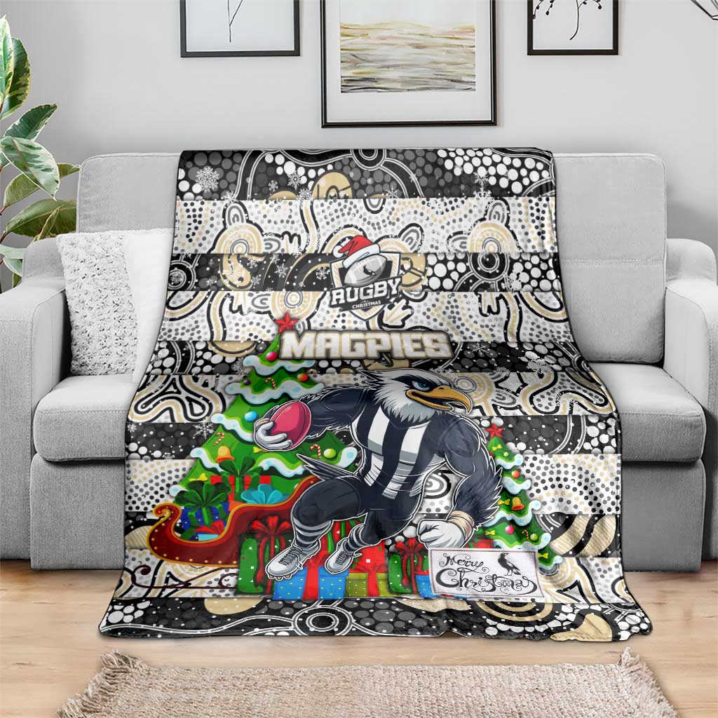 Magpies Football Merry Christmas Blanket Indigenous Australian Art