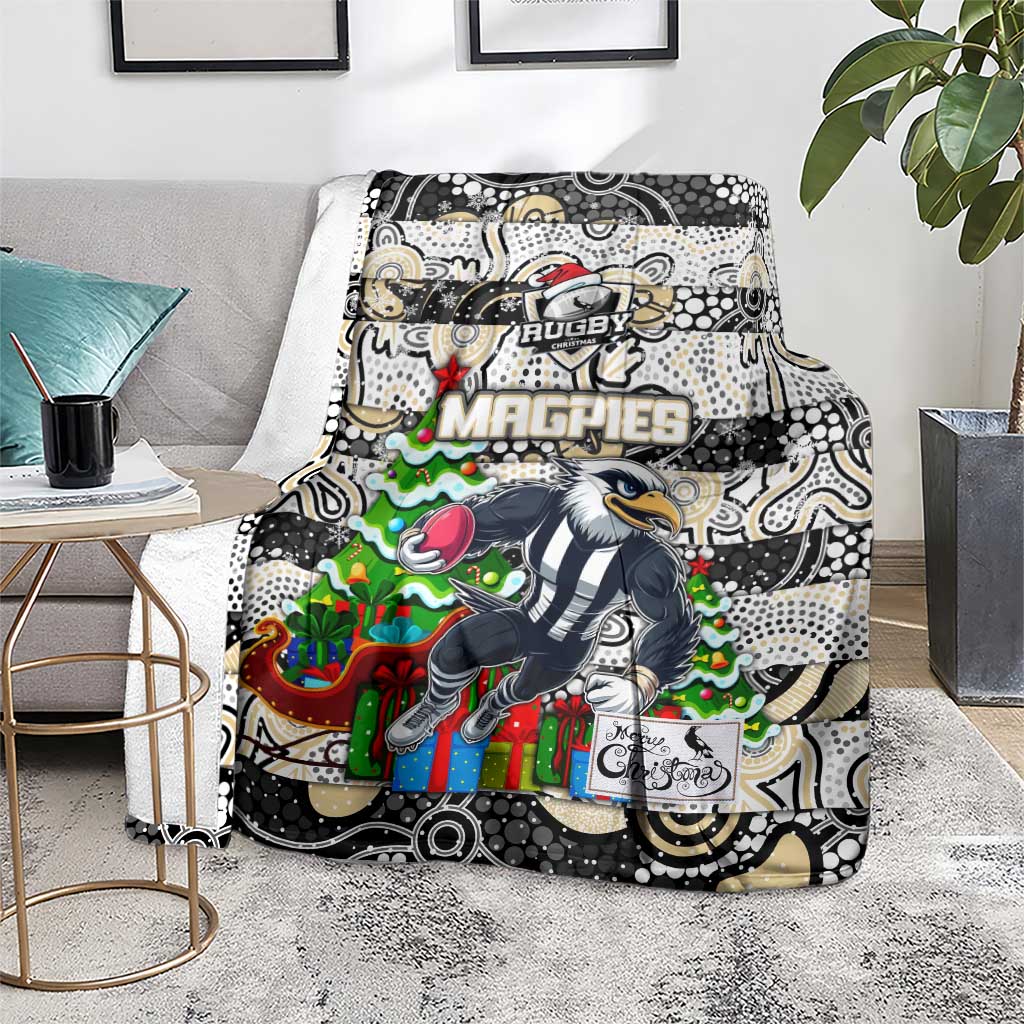 Magpies Football Merry Christmas Blanket Indigenous Australian Art