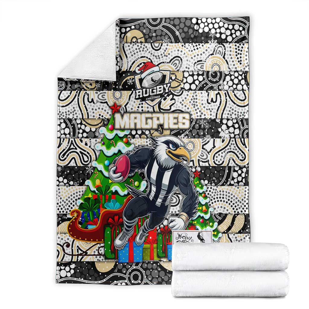Magpies Football Merry Christmas Blanket Indigenous Australian Art