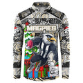 Custom Magpies Rugby Merry Christmas Button Sweatshirt Indigenous Australian Art