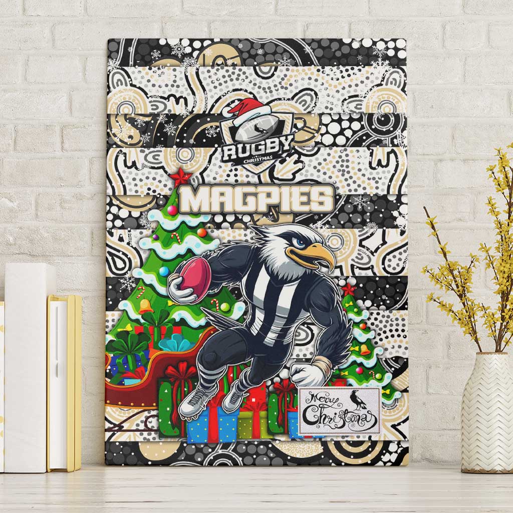 Magpies Football Merry Christmas Canvas Wall Art Indigenous Australian Art