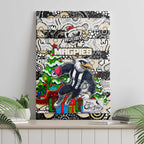 Magpies Football Merry Christmas Canvas Wall Art Indigenous Australian Art