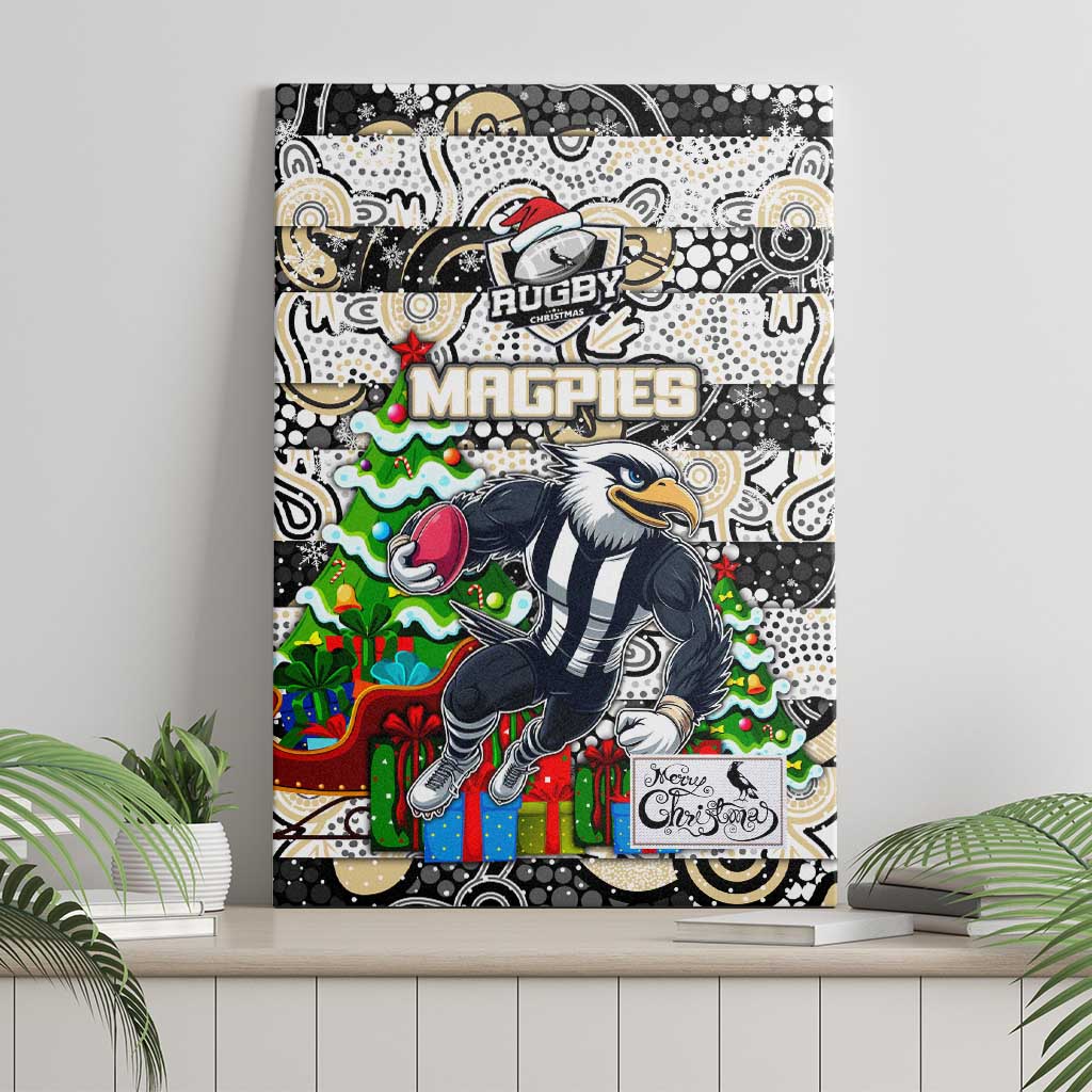 Magpies Football Merry Christmas Canvas Wall Art Indigenous Australian Art