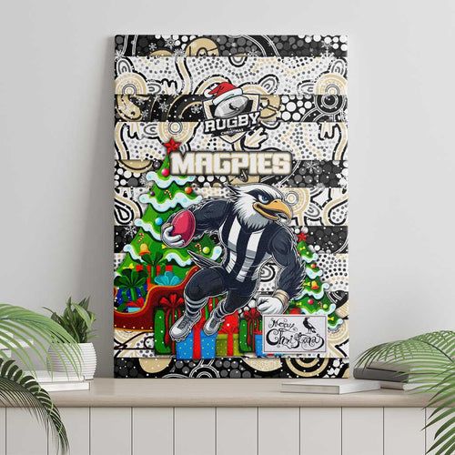 Magpies Football Merry Christmas Canvas Wall Art Indigenous Australian Art