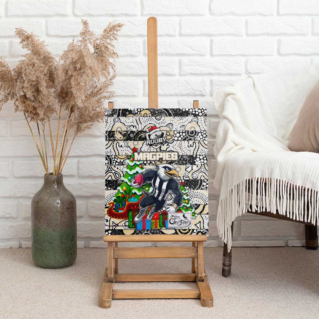 Magpies Football Merry Christmas Canvas Wall Art Indigenous Australian Art
