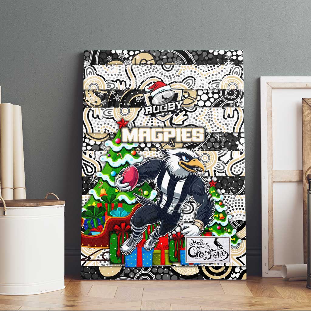 Magpies Football Merry Christmas Canvas Wall Art Indigenous Australian Art