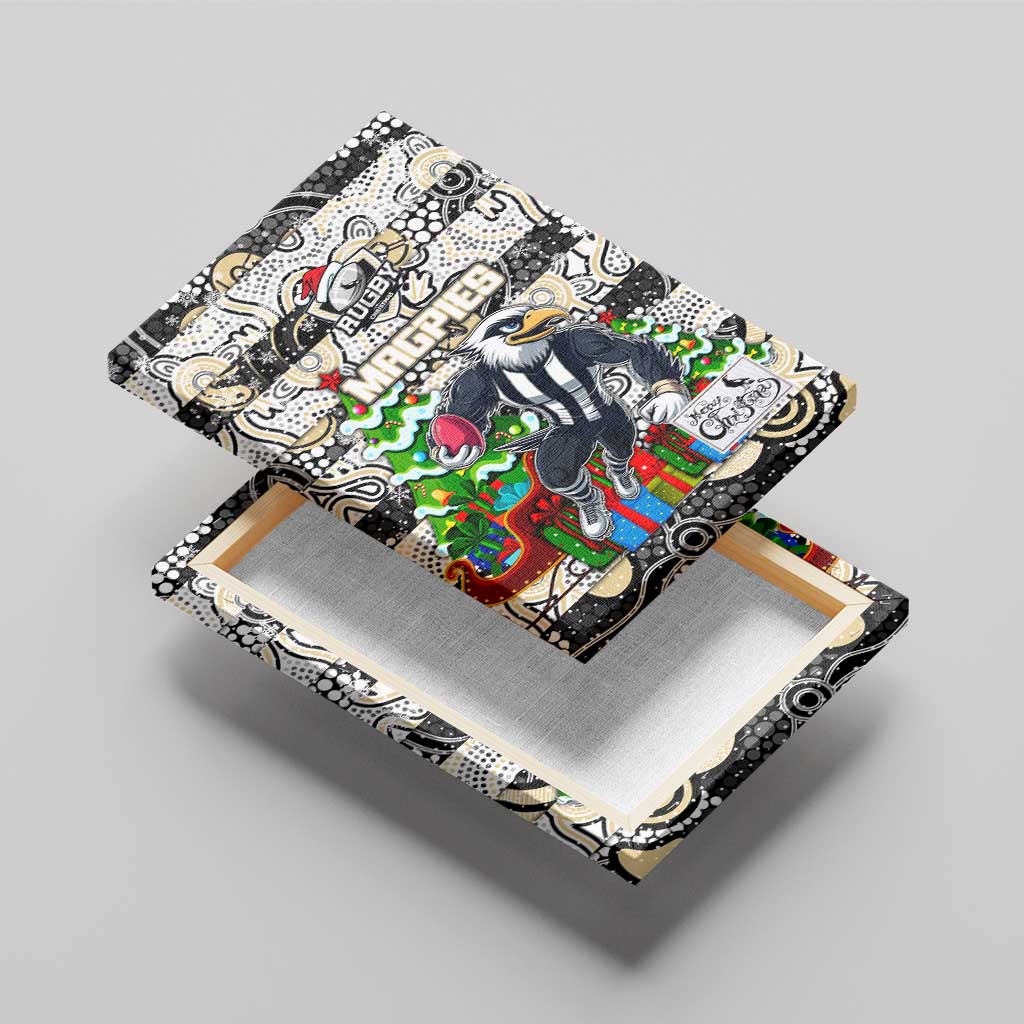 Magpies Football Merry Christmas Canvas Wall Art Indigenous Australian Art