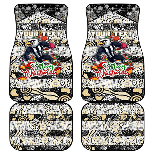 Magpies Football Merry Christmas Car Mats Indigenous Australian Art
