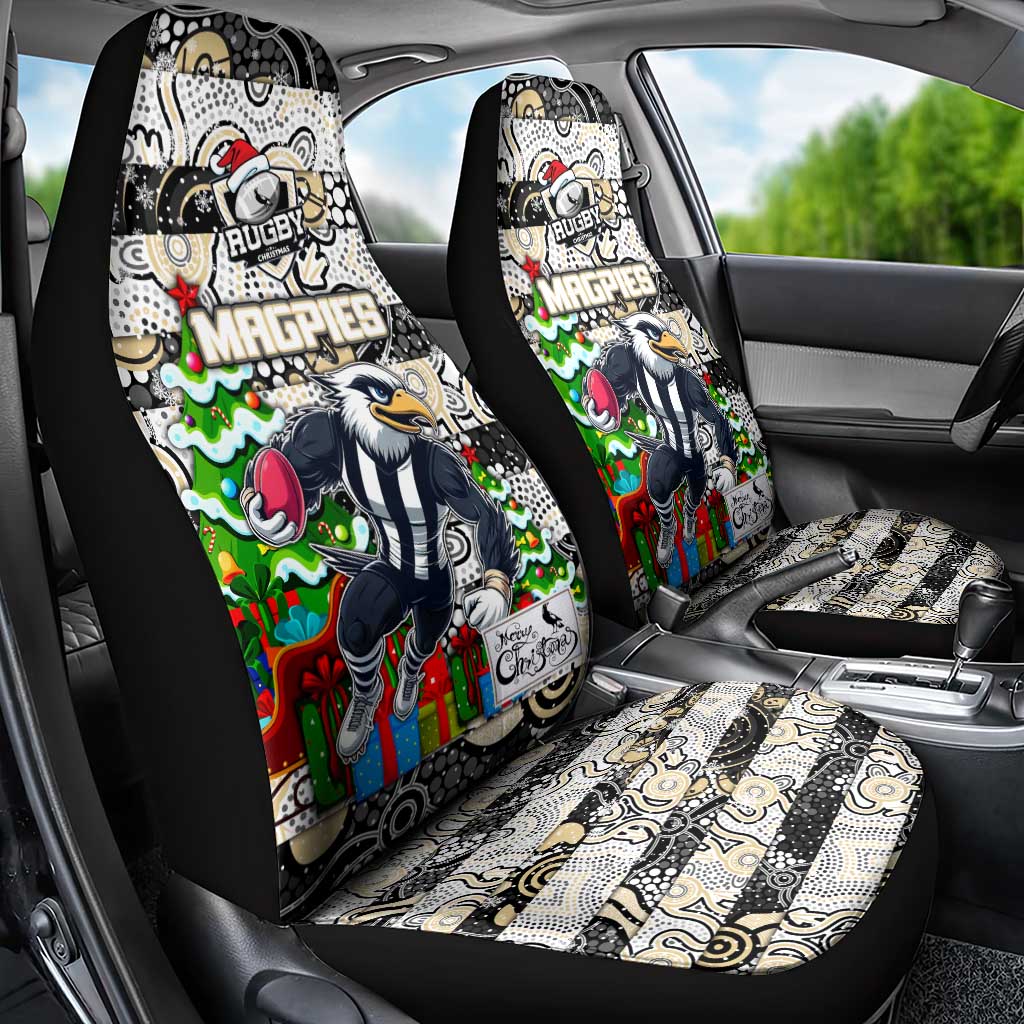 Magpies Football Merry Christmas Car Seat Cover Indigenous Australian Art