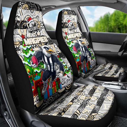 Magpies Football Merry Christmas Car Seat Cover Indigenous Australian Art