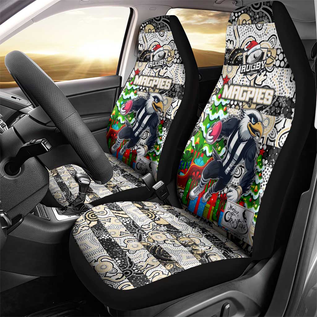 Magpies Football Merry Christmas Car Seat Cover Indigenous Australian Art
