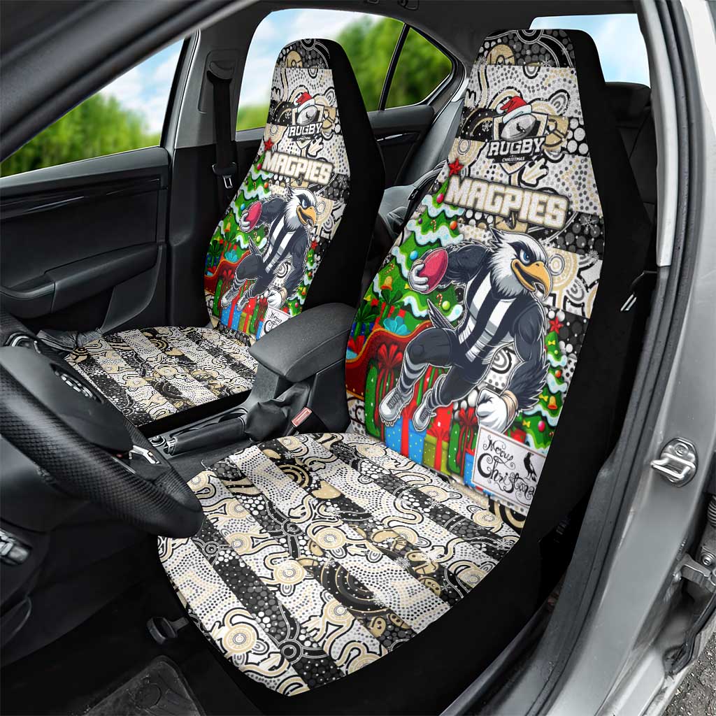 Magpies Football Merry Christmas Car Seat Cover Indigenous Australian Art