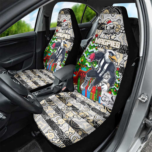 Magpies Football Merry Christmas Car Seat Cover Indigenous Australian Art