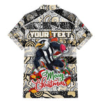 Custom Magpies Rugby Merry Christmas Family Matching Mermaid Dress and Hawaiian Shirt Indigenous Australian Art