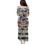 Custom Magpies Rugby Merry Christmas Family Matching Puletasi and Hawaiian Shirt Indigenous Australian Art