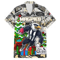 Custom Magpies Rugby Merry Christmas Family Matching Summer Maxi Dress and Hawaiian Shirt Indigenous Australian Art