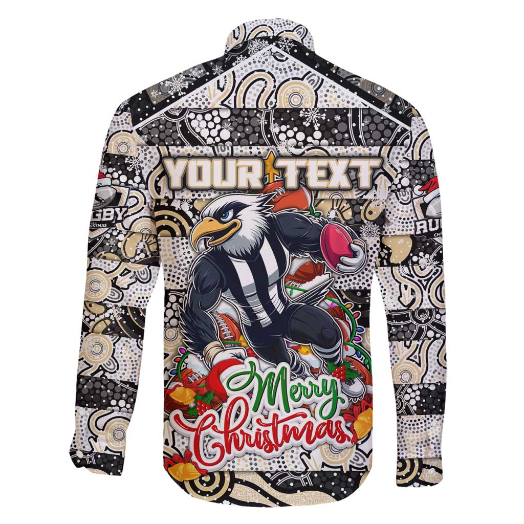 Custom Magpies Rugby Merry Christmas Family Matching Summer Maxi Dress and Hawaiian Shirt Indigenous Australian Art