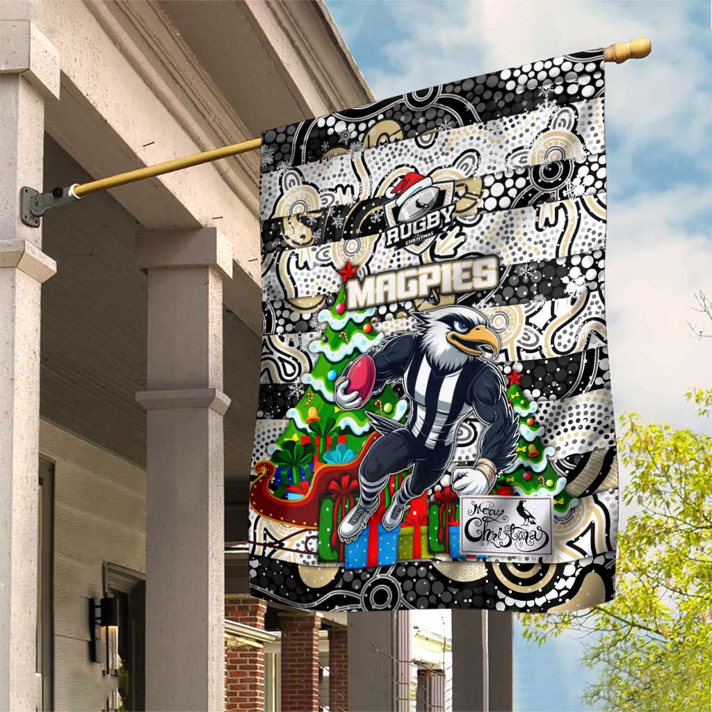 Magpies Football Merry Christmas Garden Flag Indigenous Australian Art