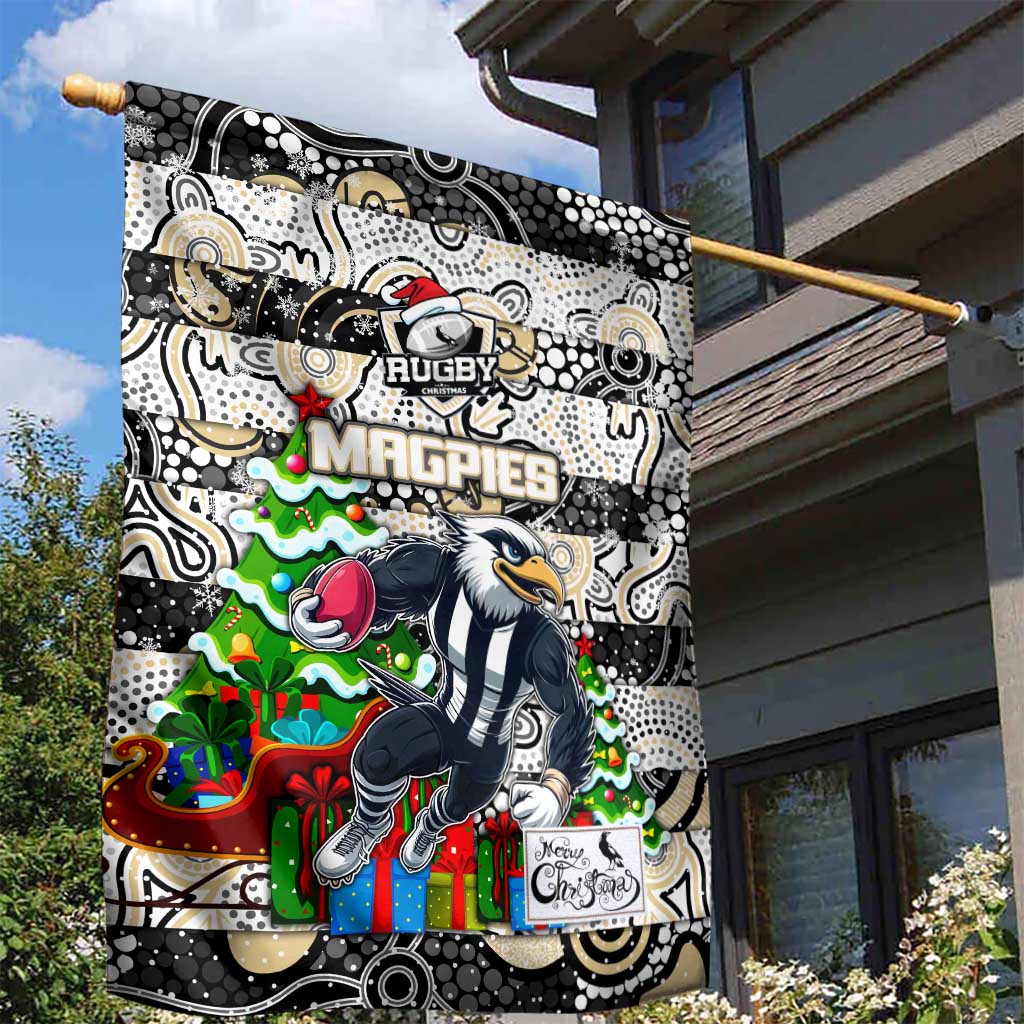 Magpies Football Merry Christmas Garden Flag Indigenous Australian Art