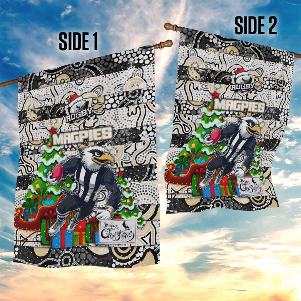 Magpies Football Merry Christmas Garden Flag Indigenous Australian Art