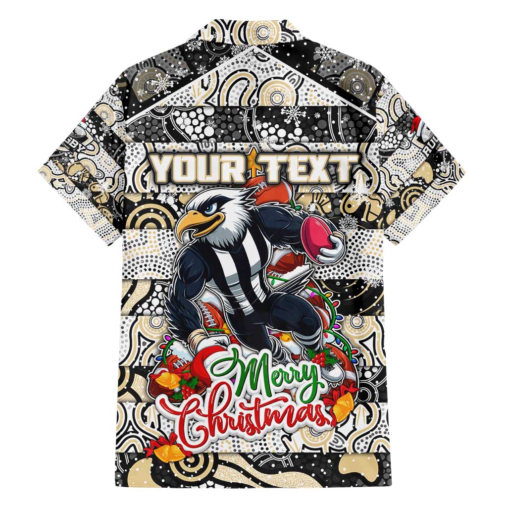 Custom Magpies Rugby Merry Christmas Hawaiian Shirt Indigenous Australian Art
