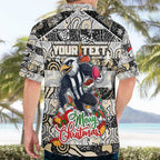 Custom Magpies Rugby Merry Christmas Hawaiian Shirt Indigenous Australian Art