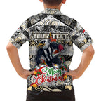 Custom Magpies Rugby Merry Christmas Hawaiian Shirt Indigenous Australian Art