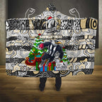 Magpies Football Merry Christmas Hooded Blanket Indigenous Australian Art