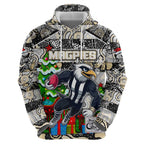 Custom Magpies Rugby Merry Christmas Hoodie Indigenous Australian Art