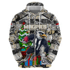 Custom Magpies Rugby Merry Christmas Hoodie Indigenous Australian Art