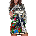 Custom Magpies Rugby Merry Christmas Hoodie Dress Indigenous Australian Art