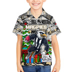 Custom Magpies Rugby Merry Christmas Kid Hawaiian Shirt Indigenous Australian Art