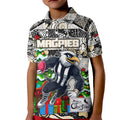 Custom Magpies Rugby Merry Christmas Kid Polo Shirt Indigenous Australian Art