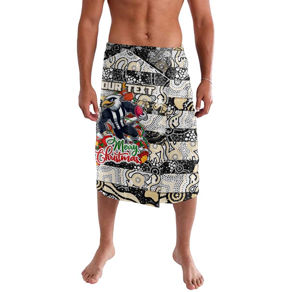 Custom Magpies Rugby Merry Christmas Lavalava Indigenous Australian Art