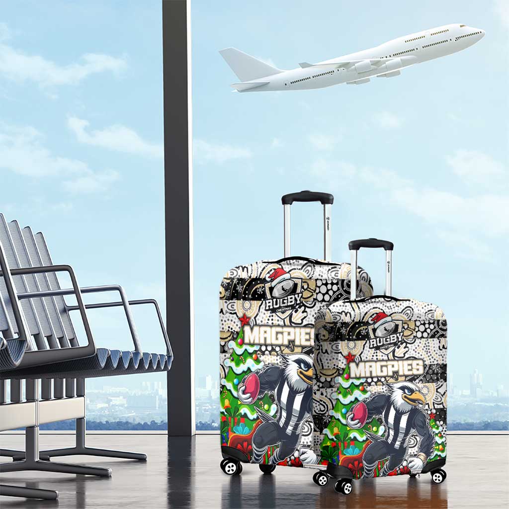 Magpies Football Merry Christmas Luggage Cover Indigenous Australian Art