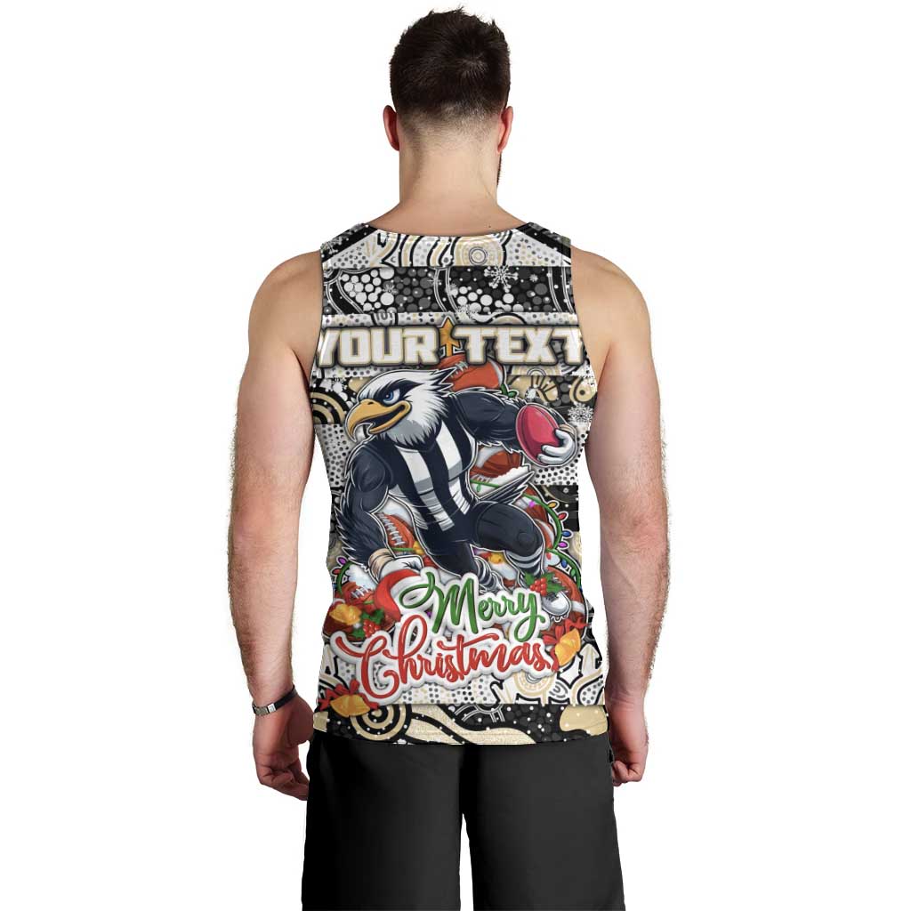 Custom Magpies Rugby Merry Christmas Men Tank Top Indigenous Australian Art