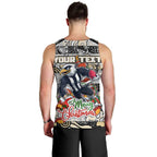 Custom Magpies Rugby Merry Christmas Men Tank Top Indigenous Australian Art